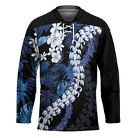 Polu Aloha Hawaii Lei Hockey Jersey Tropical Flowers Elegant Vibe LT14 Unisex Blue - Polynesian Pride