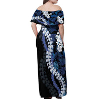Polu Aloha Hawaii Lei Off Shoulder Maxi Dress Tropical Flowers Elegant Vibe - Polynesian Pride