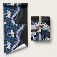 Polu Aloha Hawaii Lei Wrapping Paper Tropical Flowers Elegant Vibe LT14 58" × 23" Blue - Polynesian Pride