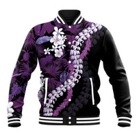 Poni Aloha Hawaii Lei Baseball Jacket Tropical Flowers Elegant Vibe LT14 Unisex Purple - Polynesian Pride