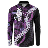 Poni Aloha Hawaii Lei Button Sweatshirt Tropical Flowers Elegant Vibe LT14 Purple - Polynesian Pride