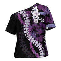 Poni Aloha Hawaii Lei Cross Shoulder Shirt Tropical Flowers Elegant Vibe - Polynesian Pride