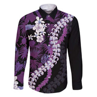 Poni Aloha Hawaii Lei Family Matching Off Shoulder Maxi Dress and Hawaiian Shirt Tropical Flowers Elegant Vibe - Polynesian Pride