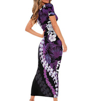 Poni Aloha Hawaii Lei Family Matching Short Sleeve Bodycon Dress and Hawaiian Shirt Tropical Flowers Elegant Vibe - Polynesian Pride