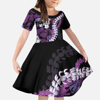 Poni Aloha Hawaii Lei Family Matching Tank Maxi Dress and Hawaiian Shirt Tropical Flowers Elegant Vibe LT14 Daughter's Dress Purple - Polynesian Pride