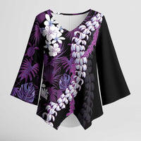 Poni Aloha Hawaii Lei Kimono Sleeve Blouse Tropical Flowers Elegant Vibe - Polynesian Pride