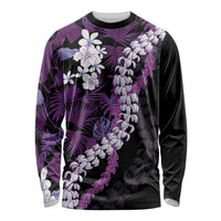 Poni Aloha Hawaii Lei Long Sleeve Shirt Tropical Flowers Elegant Vibe LT14 Unisex Purple - Polynesian Pride