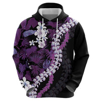 Poni Aloha Hawaii Lei Zip Hoodie Tropical Flowers Elegant Vibe - Polynesian Pride