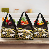 Kula Aloha Hawaii Lei Grocery Bag Tropical Flowers Elegant Vibe LT14 3-pack One Size Gold - Polynesian Pride