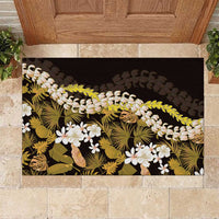 Kula Aloha Hawaii Lei Rubber Doormat Tropical Flowers Elegant Vibe LT14 Gold - Polynesian Pride