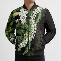 Omaomao Aloha Hawaii Lei Bomber Puffer Jacket Tropical Flowers Elegant Vibe - Polynesian Pride