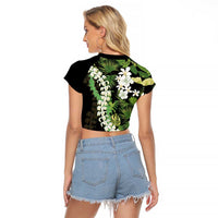 Omaomao Aloha Hawaii Lei Raglan Cropped T Shirt Tropical Flowers Elegant Vibe - Polynesian Pride