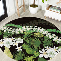 Omaomao Aloha Hawaii Lei Round Carpet Tropical Flowers Elegant Vibe - Polynesian Pride