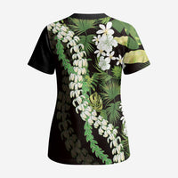 Omaomao Aloha Hawaii Lei Scrub Top Tropical Flowers Elegant Vibe LT14 - Polynesian Pride