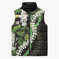 Omaomao Aloha Hawaii Lei Sleeveless Puffer Jacket Tropical Flowers Elegant Vibe - Polynesian Pride