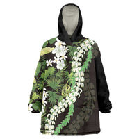 Omaomao Aloha Hawaii Lei Wearable Blanket Hoodie Tropical Flowers Elegant Vibe LT14 One Size Green - Polynesian Pride