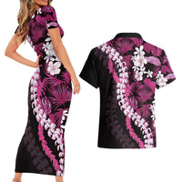Akala Aloha Hawaii Lei Couples Matching Short Sleeve Bodycon Dress and Hawaiian Shirt Tropical Flowers Elegant Vibe - Polynesian Pride