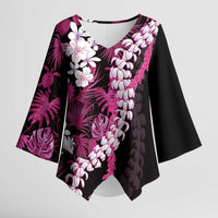 Akala Aloha Hawaii Lei Kimono Sleeve Blouse Tropical Flowers Elegant Vibe - Polynesian Pride