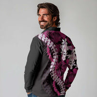 Akala Aloha Hawaii Lei Long Sleeve Polo Shirt Tropical Flowers Elegant Vibe - Polynesian Pride