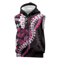 Akala Aloha Hawaii Lei Sleeveless Zip Hoodie Tropical Flowers Elegant Vibe LT14 Pink - Polynesian Pride