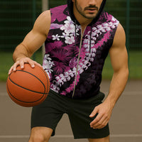 Akala Aloha Hawaii Lei Sleeveless Zip Hoodie Tropical Flowers Elegant Vibe LT14