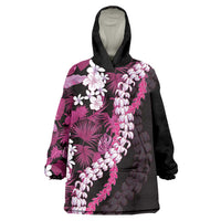 Akala Aloha Hawaii Lei Wearable Blanket Hoodie Tropical Flowers Elegant Vibe LT14 One Size Pink - Polynesian Pride