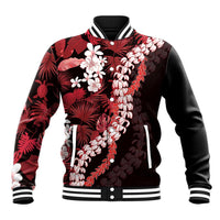 Ulaula Aloha Hawaii Lei Baseball Jacket Tropical Flowers Elegant Vibe LT14 Unisex Red - Polynesian Pride