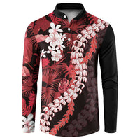 Ulaula Aloha Hawaii Lei Button Sweatshirt Tropical Flowers Elegant Vibe LT14 Red - Polynesian Pride