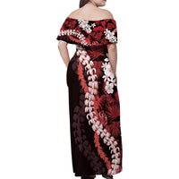 Ulaula Aloha Hawaii Lei Family Matching Off Shoulder Maxi Dress and Hawaiian Shirt Tropical Flowers Elegant Vibe - Polynesian Pride