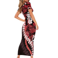Ulaula Aloha Hawaii Lei Family Matching Short Sleeve Bodycon Dress and Hawaiian Shirt Tropical Flowers Elegant Vibe - Polynesian Pride