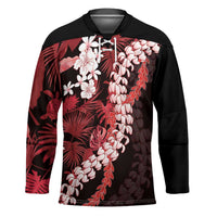 Ulaula Aloha Hawaii Lei Hockey Jersey Tropical Flowers Elegant Vibe LT14 Unisex Red - Polynesian Pride