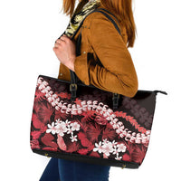 Ulaula Aloha Hawaii Lei Leather Tote Bag Tropical Flowers Elegant Vibe - Polynesian Pride