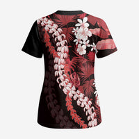 Ulaula Aloha Hawaii Lei Scrub Top Tropical Flowers Elegant Vibe LT14 - Polynesian Pride