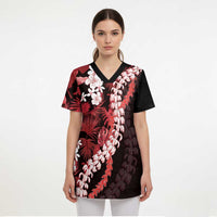 Ulaula Aloha Hawaii Lei Scrub Top Tropical Flowers Elegant Vibe LT14 - Polynesian Pride