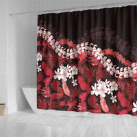 Ulaula Aloha Hawaii Lei Shower Curtain Tropical Flowers Elegant Vibe - Polynesian Pride