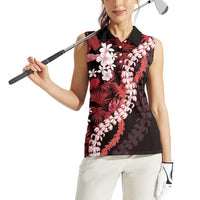 Ulaula Aloha Hawaii Lei Women Sleeveless Polo Shirt Tropical Flowers Elegant Vibe - Polynesian Pride