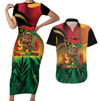 Vanuatu Independence Day Couples Matching Short Sleeve Bodycon Dress and Hawaiian Shirt Chibi Boar Proud To Be A Ni-Van LT14 Multicolor - Polynesian Pride