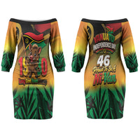 Vanuatu Independence Day Family Matching Off The Shoulder Long Sleeve Dress and Hawaiian Shirt Chibi Boar Proud To Be A Ni-Van LT14 Mom's Dress Multicolor - Polynesian Pride