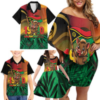 Vanuatu Independence Day Family Matching Off Shoulder Short Dress and Hawaiian Shirt Chibi Boar Proud To Be A Ni-Van LT14 - Polynesian Pride