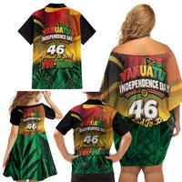 Vanuatu Independence Day Family Matching Off Shoulder Short Dress and Hawaiian Shirt Chibi Boar Proud To Be A Ni-Van LT14 Mom's Dress Multicolor - Polynesian Pride