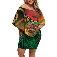 Vanuatu Independence Day Family Matching Off Shoulder Short Dress and Hawaiian Shirt Chibi Boar Proud To Be A Ni-Van