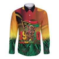 Vanuatu Independence Day Long Sleeve Button Shirt Chibi Boar Proud To Be A Ni-Van LT14 Unisex Multicolor - Polynesian Pride