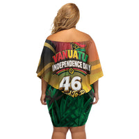 Vanuatu Independence Day Off Shoulder Short Dress Chibi Boar Proud To Be A Ni-Van LT14 - Polynesian Pride