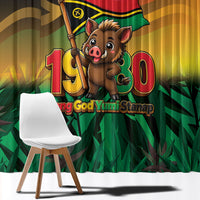 Vanuatu Independence Day Window Curtain Chibi Boar Proud To Be A Ni-Van