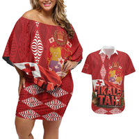 Tonga Rugby Custom Couples Matching Off Shoulder Short Dress and Hawaiian Shirt 2026 Go Ikale Tahi Ngatu Pattern