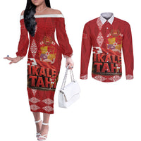 Tonga Rugby Custom Couples Matching Off The Shoulder Long Sleeve Dress and Long Sleeve Button Shirt 2026 Go Ikale Tahi Ngatu Pattern