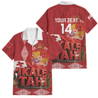 Tonga Rugby Custom Family Matching Long Sleeve Bodycon Dress and Hawaiian Shirt 2026 Go Ikale Tahi Ngatu Pattern LT14 Dad's Shirt - Short Sleeve Red - Polynesian Pride