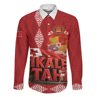 Tonga Rugby Custom Family Matching Off Shoulder Maxi Dress and Hawaiian Shirt 2026 Go Ikale Tahi Ngatu Pattern LT14 Daughter's Dress Red - Polynesian Pride