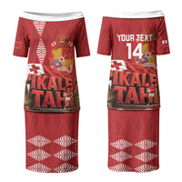 Tonga Rugby Custom Family Matching Puletasi and Hawaiian Shirt 2026 Go Ikale Tahi Ngatu Pattern LT14 Mom's Dress Red - Polynesian Pride