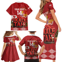 Tonga Rugby Custom Family Matching Short Sleeve Bodycon Dress and Hawaiian Shirt 2026 Go Ikale Tahi Ngatu Pattern